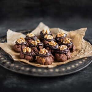 Classic Afghan biscuits with chocolate icing and walnuts made using Lots of Baking Mixes baking mix